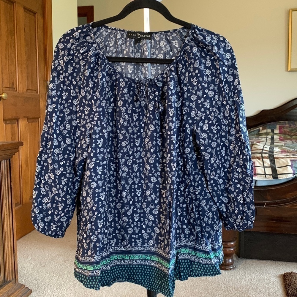 Fred David beautiful Boho Blouse Size Large EUC